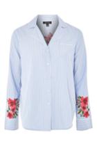 Topshop Floral Embroidered Striped Night Shirt