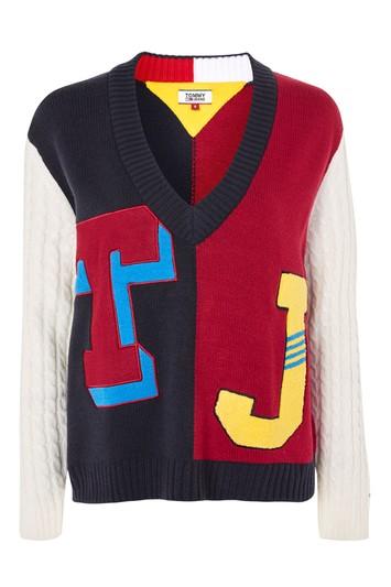 Topshop Patch V Neck Sweater By Tommy Jeans
