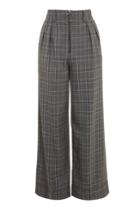Topshop Zip Up Check Wide Leg Trousers