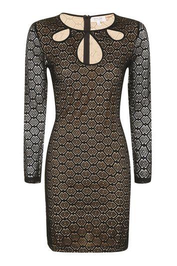 Topshop *twilight Black Grid Lace Dress By Wydlr
