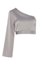 Topshop Petite One Sleeve Satin Top