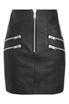 Topshop Highwaisted Zip Front Mini Skirt
