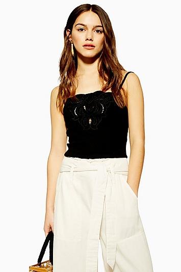 Topshop Petite Cut Out Trim Camisole