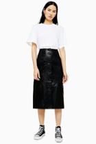 Topshop *leather Button Skirt By Boutique