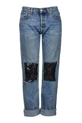 Topshop Sequin Patch Branded Jeans By Topshop Finds