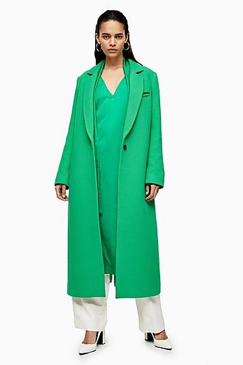 *green Coat With Linen By Topshop Boutique