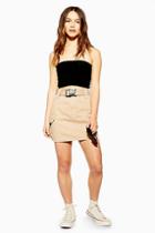 Topshop Petite Stone Clip Belted Denim Mini Skirt