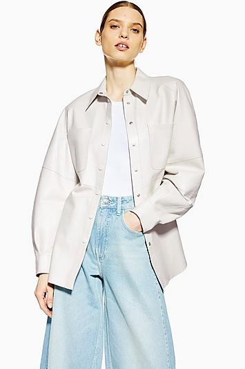 Topshop *ovoid Leather Shirt By Boutique