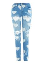 Topshop *high Waisted Heart Print Jeans By Glamorous