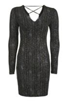 Topshop Tall Sparkle Lace Up Back Dress