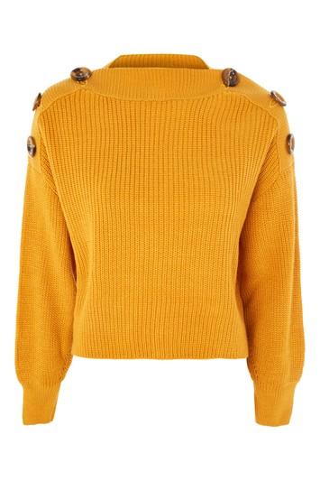 Topshop Button Detail Rib Jumper
