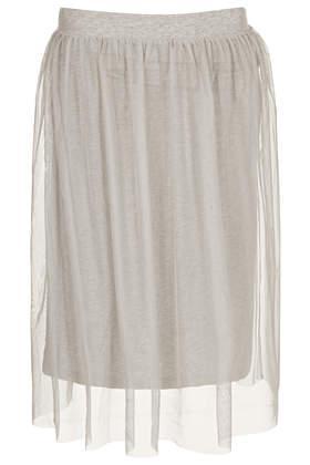 Topshop Grey Midi Tulle Skirt