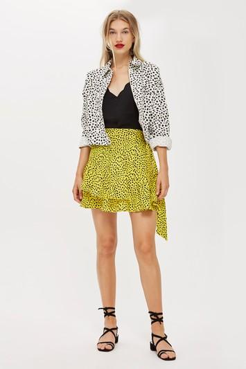 Topshop Petite Animal Print Ruffle Mini Dress