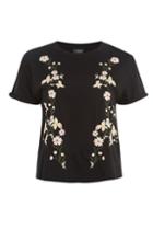 Topshop Petite Embroidered Floral T-shirt