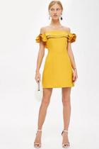 Topshop Petite Ruffle Bardot Mini Dress