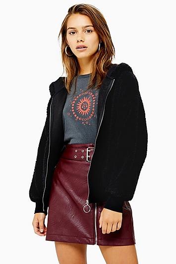 Topshop Petite Borg Zip Hoody