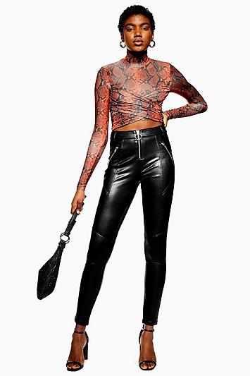 Topshop Tall Faux Leather Trousers