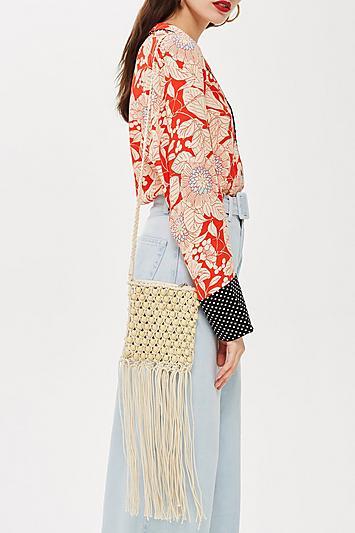 Topshop Cees Beaded Fringe Cross Body Bag