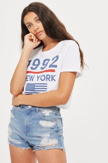 Topshop Moto High Waisted Rip Mom Short