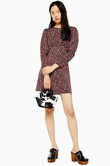 Topshop Austin Printed Long Sleeve Mini Dress