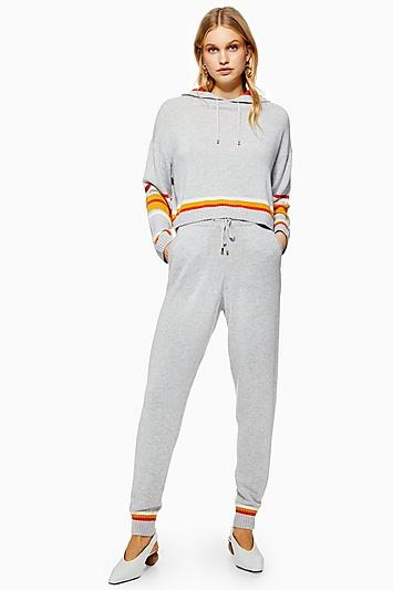 Topshop Striped Joggers With Cashmere