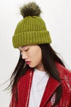Topshop Knitted Faux Fur Pom Hat