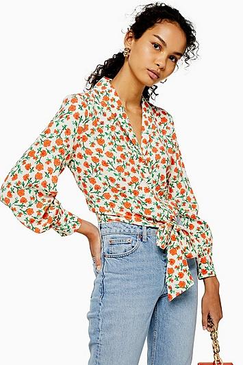 Topshop Petite Knot Front Shirt