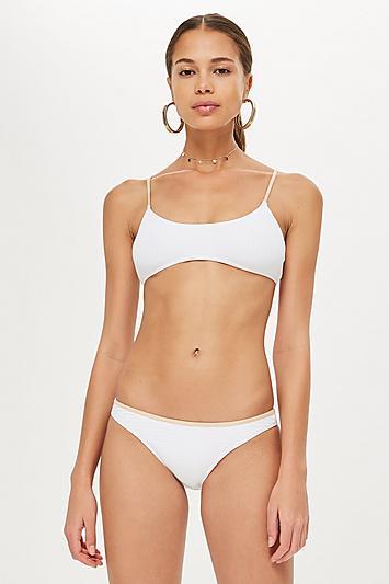Topshop Wide Rib High Leg Bikini Bottoms