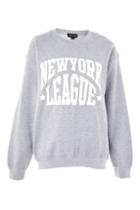 Topshop Cuffed Sleeve New York Slogan Sweatshirt