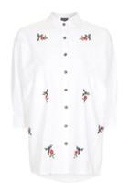 Topshop Floral Embroidered Neppy Shirt