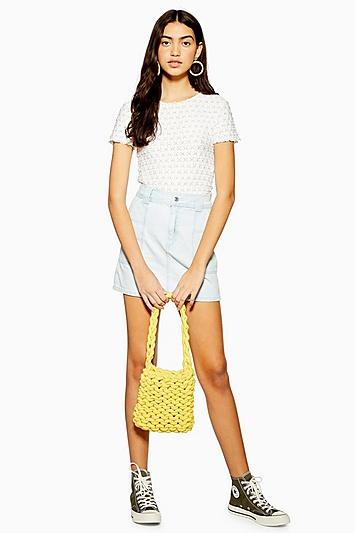 Topshop Bleach Utility Denim Skirt