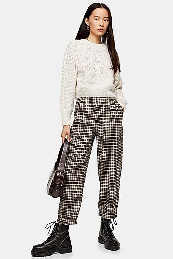 Topshop Casual Check Tapered Trousers