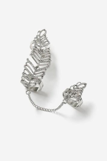 Topshop Leaf Chain Ring