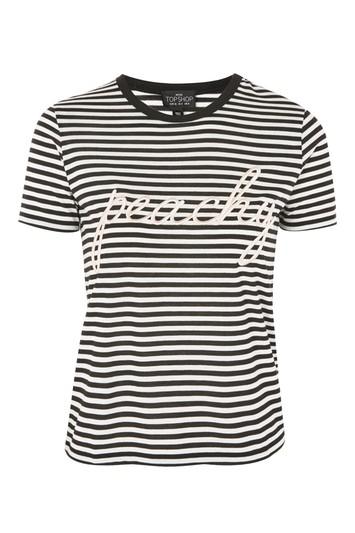 Topshop Petite 'peachy' Stripe T-shirt
