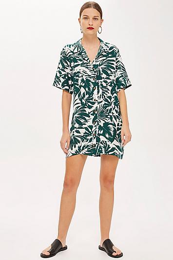 Topshop *palm Print Dress By Boutique