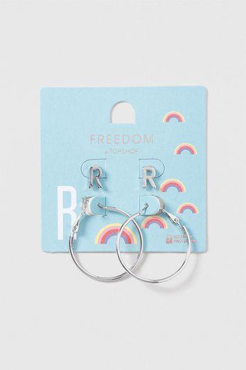 Topshop R Initial Stud And Hoop