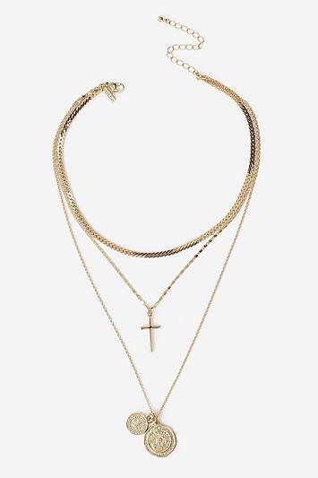 Topshop *coin And Cross Multi-row Necklace