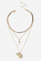 Topshop *coin And Cross Multi-row Necklace