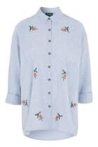 Topshop Floral Embroidered Oversized Shirt
