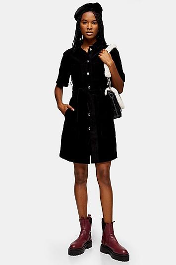 Topshop Tall Corduroy Utility Shirt Dress