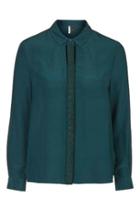 Topshop Premium Placket Detail Silk Shirt