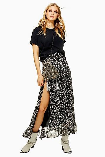 Topshop Star Print Ruffle Maxi Skirt