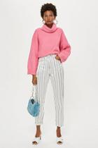 Topshop Sateen Side Striped Mom Jeans