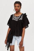 Topshop Embroidered Bead Yoke Smock Top