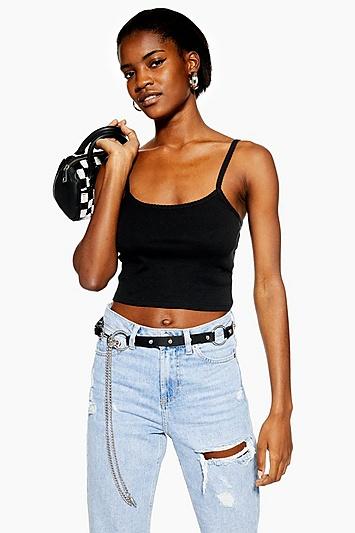 Topshop Black Scallop Camisole Top