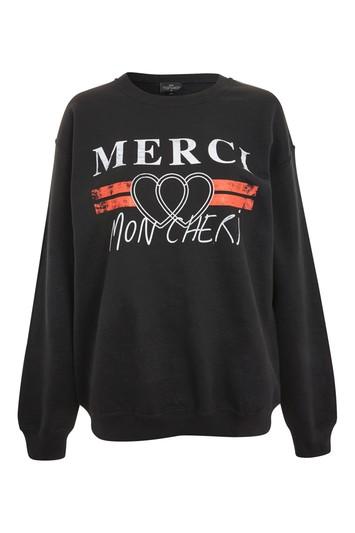 Topshop Petite Merci Motif Sweatshirt