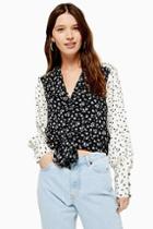 Topshop Tall Mix And Match Ditsy Tie Front Blouse