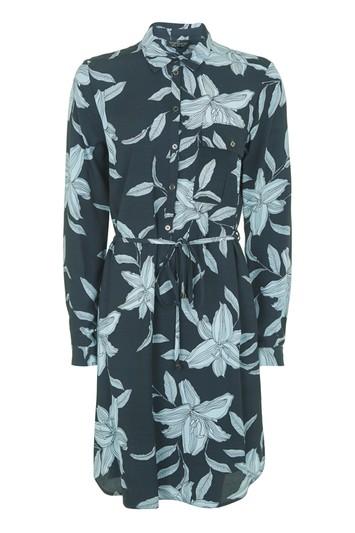 Topshop Tall Leaf Print Shirt Dress