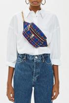 Topshop Blue Tartan Panther Bum Bag