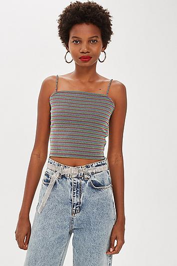 Topshop Petite Rainbow Stripe Camisole Top